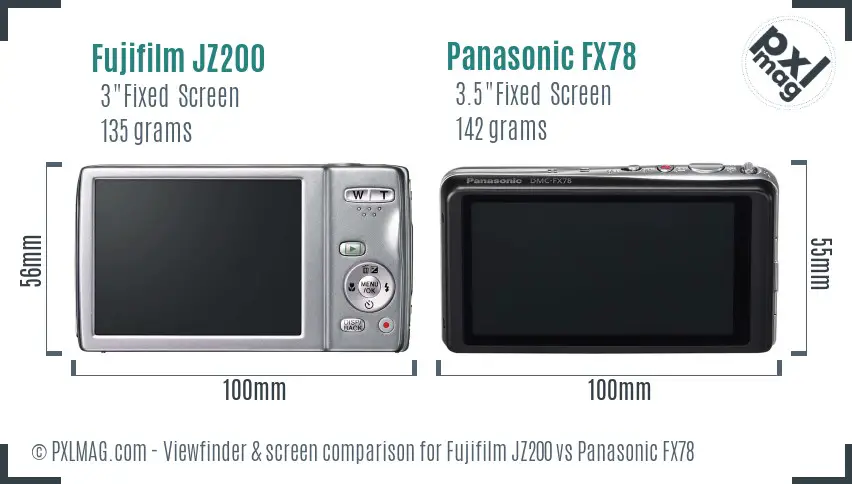 Fujifilm JZ200 vs Panasonic FX78 Screen and Viewfinder comparison Fujifilm JZ200 vs Panasonic FX78 Screen and Viewfinder comparison
