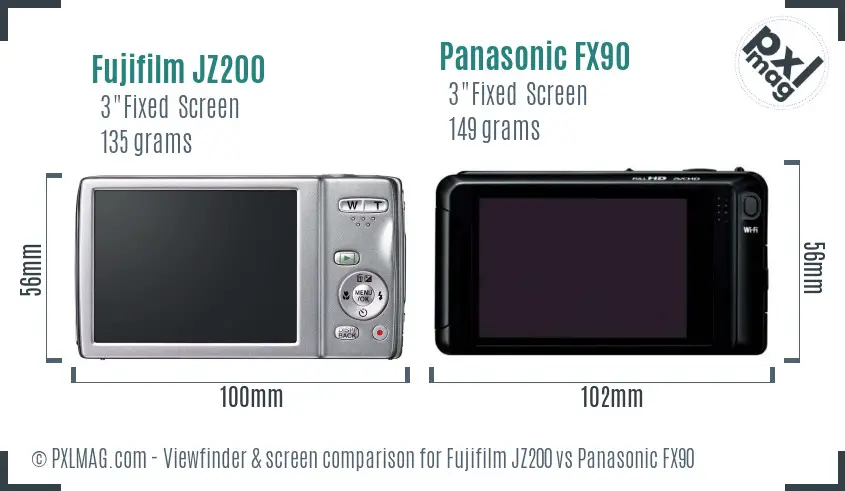Fujifilm JZ200 vs Panasonic FX90 Screen and Viewfinder comparison