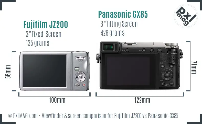 Fujifilm JZ200 vs Panasonic GX85 Screen and Viewfinder comparison