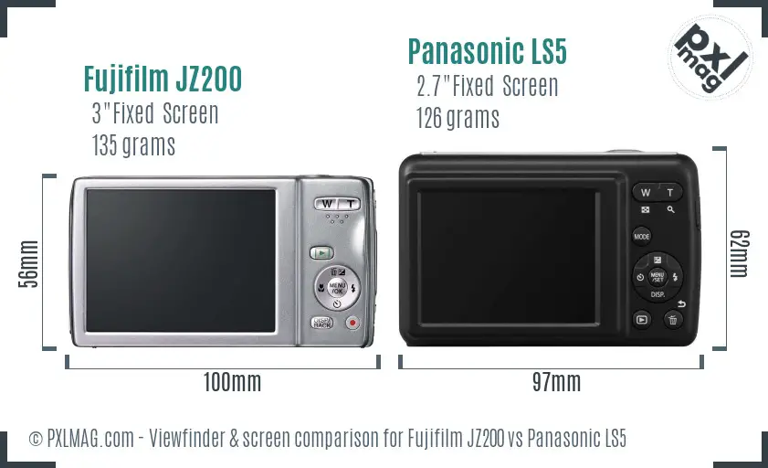 Fujifilm JZ200 vs Panasonic LS5 Screen and Viewfinder comparison