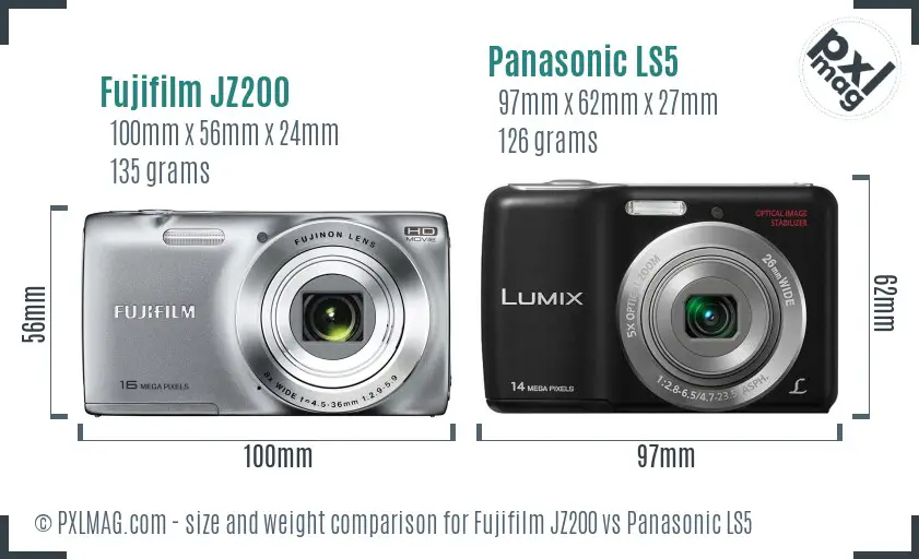 Fujifilm JZ200 vs Panasonic LS5 size comparison
