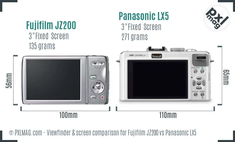 Fujifilm JZ200 vs Panasonic LX5 Screen and Viewfinder comparison Fujifilm JZ200 vs Panasonic LX5 Screen and Viewfinder comparison