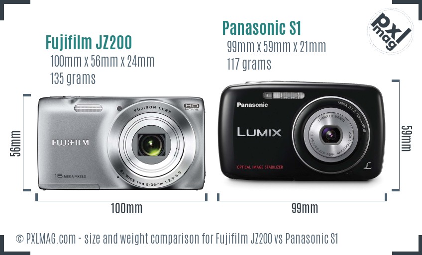 Fujifilm JZ200 vs Panasonic S1 size comparison