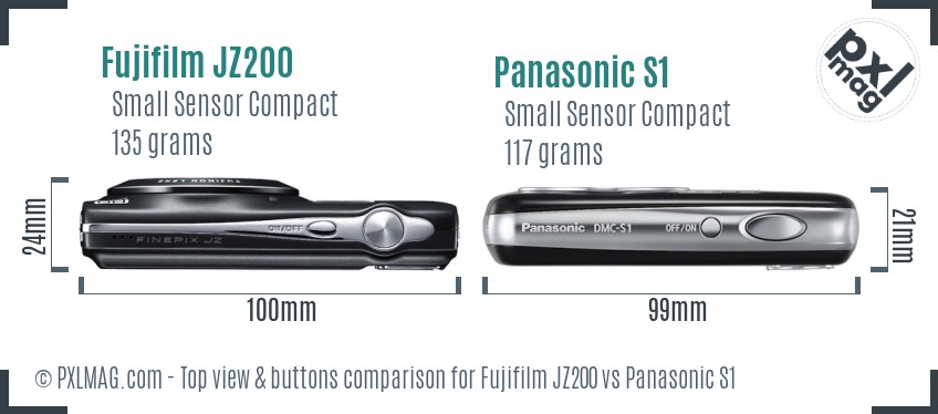 Fujifilm JZ200 vs Panasonic S1 top view buttons comparison