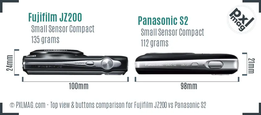 Fujifilm JZ200 vs Panasonic S2 top view buttons comparison