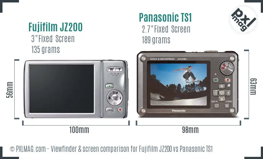 Fujifilm JZ200 vs Panasonic TS1 Screen and Viewfinder comparison