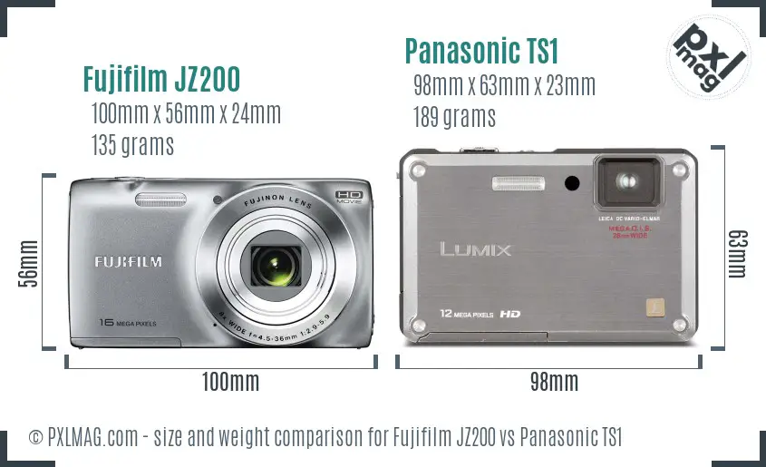 Fujifilm JZ200 vs Panasonic TS1 size comparison