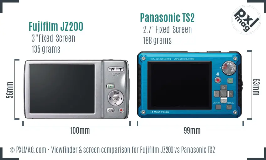 Fujifilm JZ200 vs Panasonic TS2 Screen and Viewfinder comparison