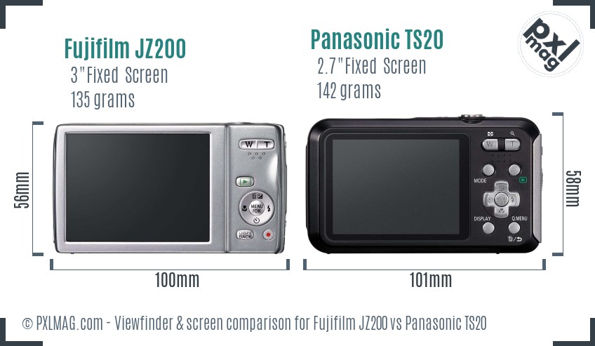 Fujifilm JZ200 vs Panasonic TS20 Screen and Viewfinder comparison