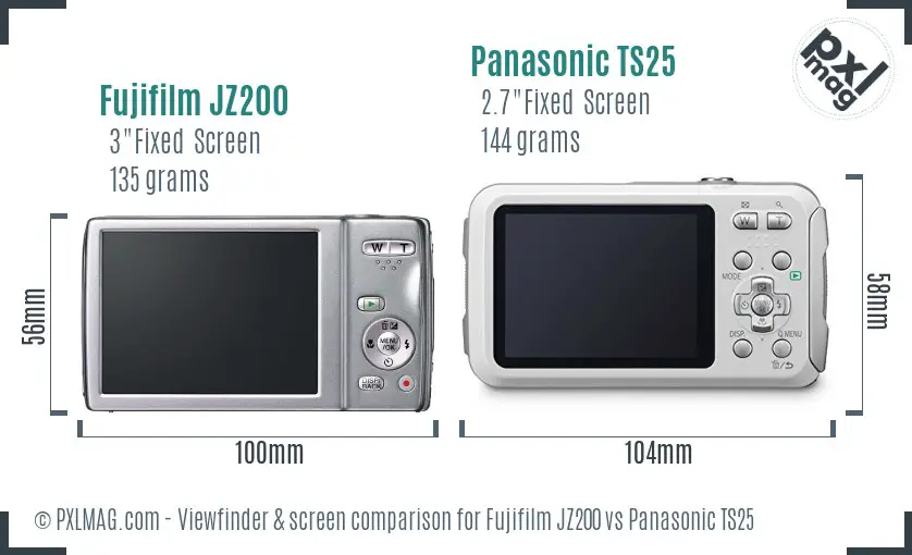 Fujifilm JZ200 vs Panasonic TS25 Screen and Viewfinder comparison