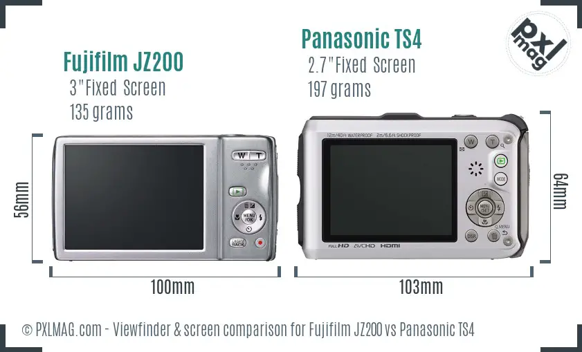 Fujifilm JZ200 vs Panasonic TS4 Screen and Viewfinder comparison