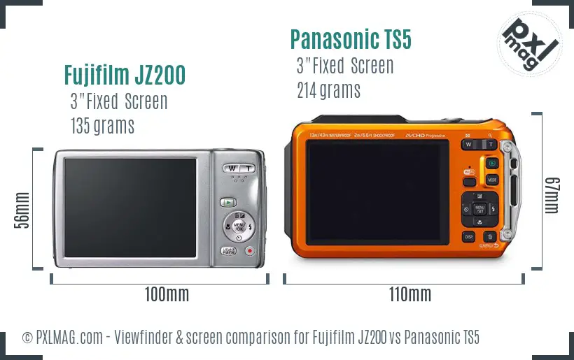 Fujifilm JZ200 vs Panasonic TS5 Screen and Viewfinder comparison Fujifilm JZ200 vs Panasonic TS5 Screen and Viewfinder comparison