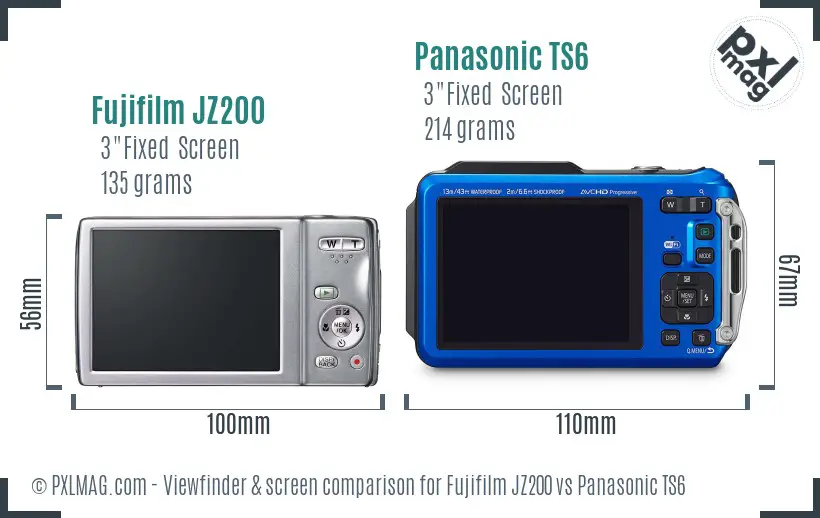 Fujifilm JZ200 vs Panasonic TS6 Screen and Viewfinder comparison