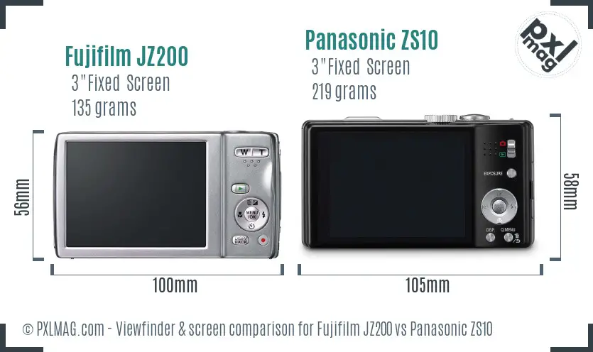 Fujifilm JZ200 vs Panasonic ZS10 Screen and Viewfinder comparison Fujifilm JZ200 vs Panasonic ZS10 Screen and Viewfinder comparison