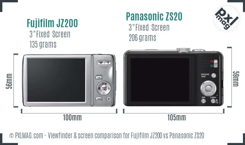 Fujifilm JZ200 vs Panasonic ZS20 Screen and Viewfinder comparison Fujifilm JZ200 vs Panasonic ZS20 Screen and Viewfinder comparison