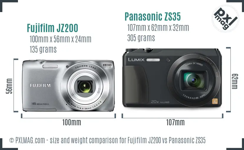 Fujifilm JZ200 vs Panasonic ZS35 size comparison