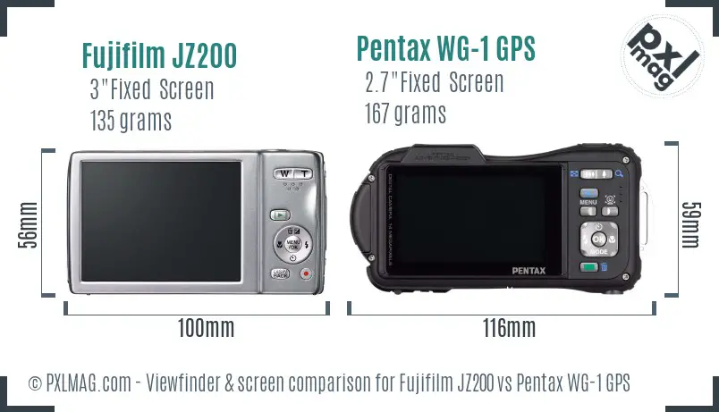 Fujifilm JZ200 vs Pentax WG-1 GPS Screen and Viewfinder comparison