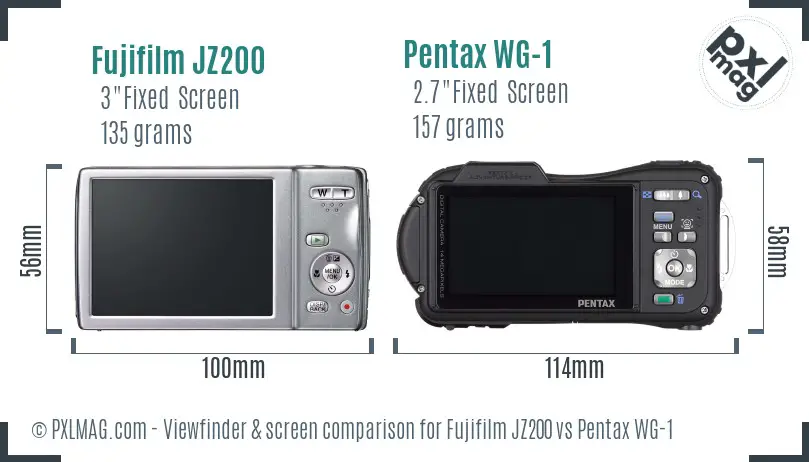 Fujifilm JZ200 vs Pentax WG-1 Screen and Viewfinder comparison