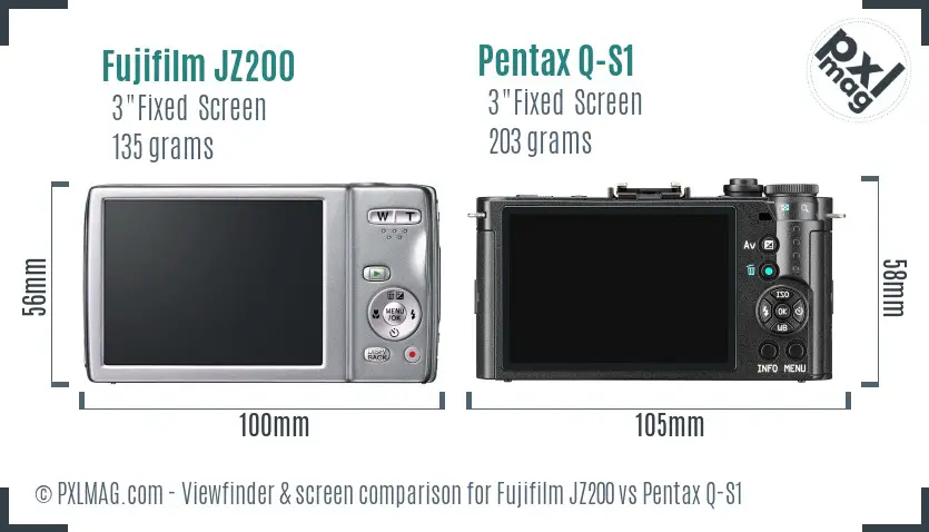 Fujifilm JZ200 vs Pentax Q-S1 Screen and Viewfinder comparison