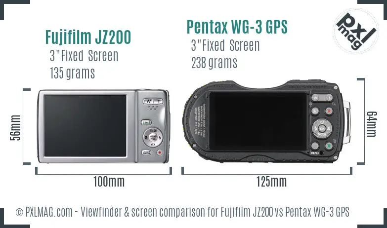 Fujifilm JZ200 vs Pentax WG-3 GPS Screen and Viewfinder comparison Fujifilm JZ200 vs Pentax WG-3 GPS Screen and Viewfinder comparison