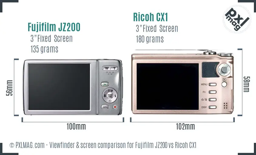 Fujifilm JZ200 vs Ricoh CX1 Screen and Viewfinder comparison Fujifilm JZ200 vs Ricoh CX1 Screen and Viewfinder comparison