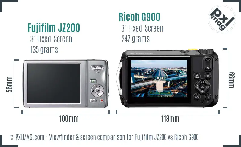 Fujifilm JZ200 vs Ricoh G900 Screen and Viewfinder comparison