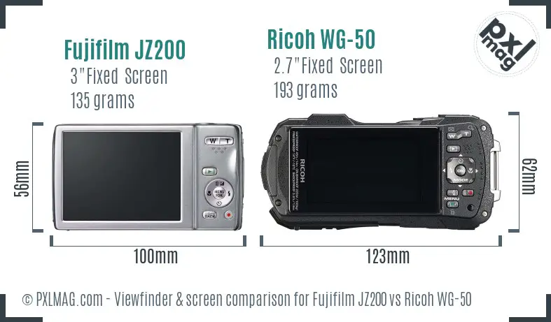 Fujifilm JZ200 vs Ricoh WG-50 Screen and Viewfinder comparison Fujifilm JZ200 vs Ricoh WG-50 Screen and Viewfinder comparison