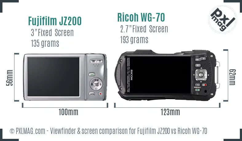 Fujifilm JZ200 vs Ricoh WG-70 Screen and Viewfinder comparison Fujifilm JZ200 vs Ricoh WG-70 Screen and Viewfinder comparison