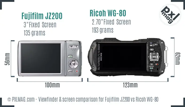 Fujifilm JZ200 vs Ricoh WG-80 Screen and Viewfinder comparison Fujifilm JZ200 vs Ricoh WG-80 Screen and Viewfinder comparison