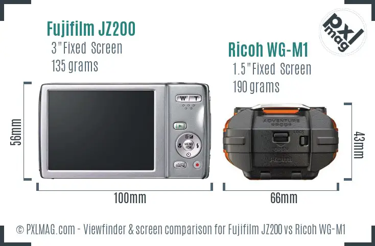Fujifilm JZ200 vs Ricoh WG-M1 Screen and Viewfinder comparison