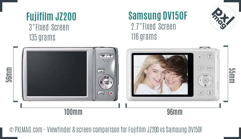 Fujifilm JZ200 vs Samsung DV150F Screen and Viewfinder comparison Fujifilm JZ200 vs Samsung DV150F Screen and Viewfinder comparison