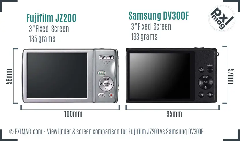 Fujifilm JZ200 vs Samsung DV300F Screen and Viewfinder comparison