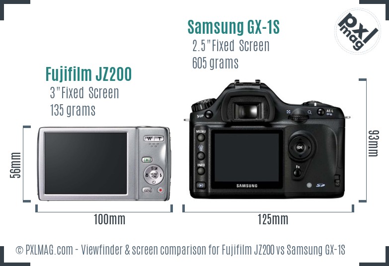 Fujifilm JZ200 vs Samsung GX-1S Screen and Viewfinder comparison