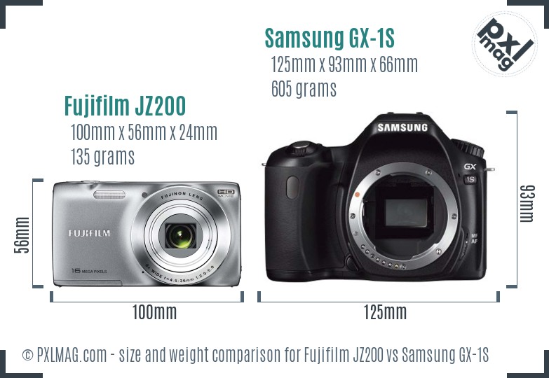 Fujifilm JZ200 vs Samsung GX-1S size comparison