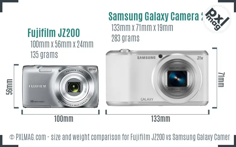 Fujifilm JZ200 vs Samsung Galaxy Camera 2 size comparison