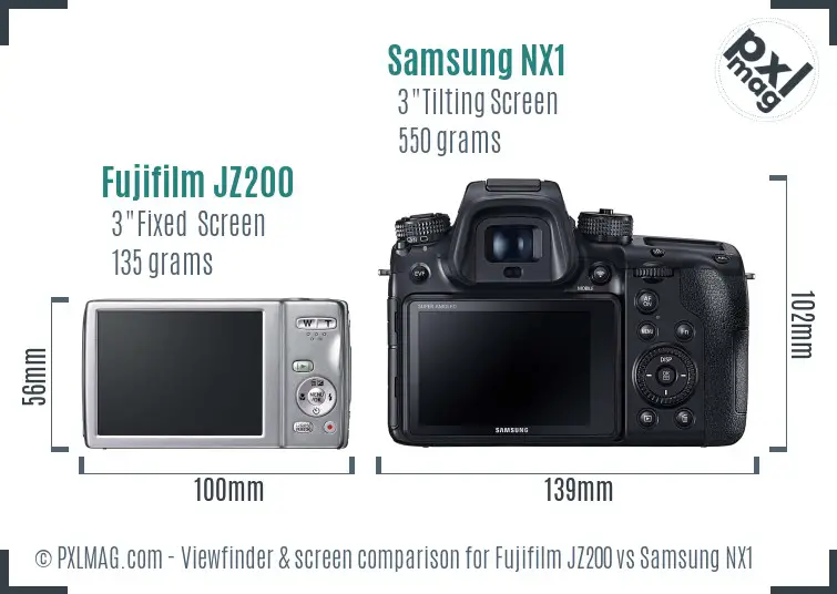Fujifilm JZ200 vs Samsung NX1 Screen and Viewfinder comparison