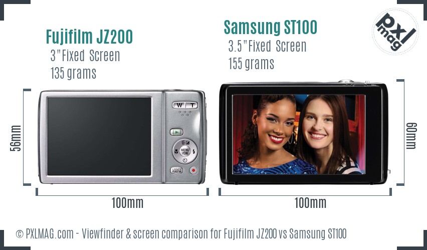 Fujifilm JZ200 vs Samsung ST100 Screen and Viewfinder comparison