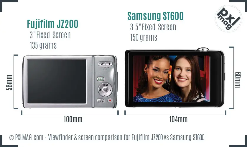 Fujifilm JZ200 vs Samsung ST600 Screen and Viewfinder comparison
