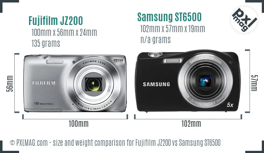 Fujifilm JZ200 vs Samsung ST6500 size comparison Fujifilm JZ200 vs Samsung ST6500 size comparison