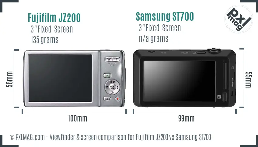 Fujifilm JZ200 vs Samsung ST700 Screen and Viewfinder comparison