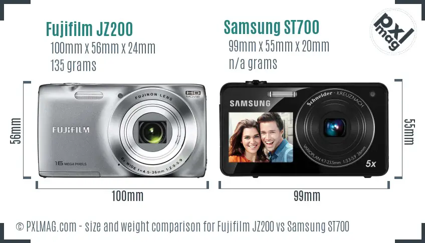 Fujifilm JZ200 vs Samsung ST700 size comparison