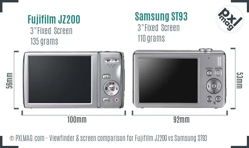 Fujifilm JZ200 vs Samsung ST93 Screen and Viewfinder comparison Fujifilm JZ200 vs Samsung ST93 Screen and Viewfinder comparison