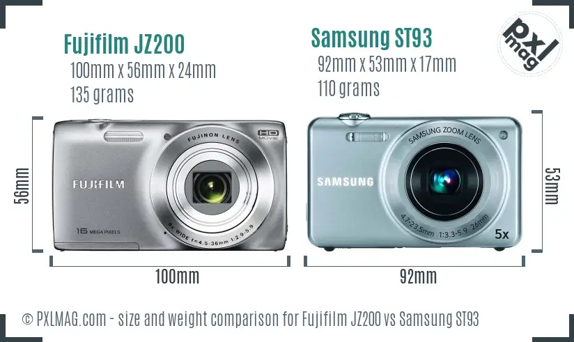 Fujifilm JZ200 vs Samsung ST93 size comparison Fujifilm JZ200 vs Samsung ST93 size comparison