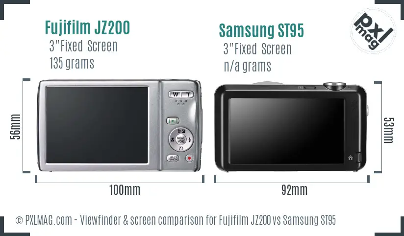 Fujifilm JZ200 vs Samsung ST95 Screen and Viewfinder comparison