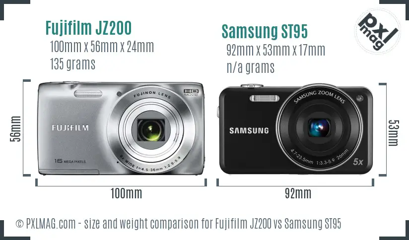 Fujifilm JZ200 vs Samsung ST95 size comparison