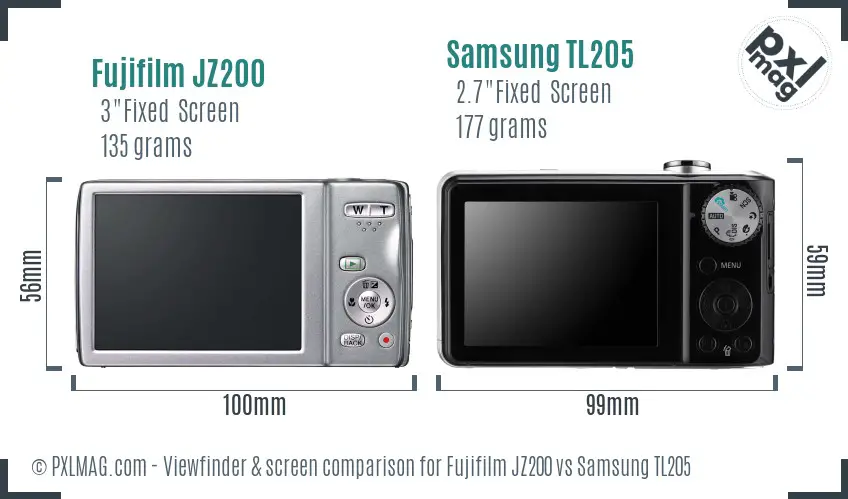 Fujifilm JZ200 vs Samsung TL205 Screen and Viewfinder comparison Fujifilm JZ200 vs Samsung TL205 Screen and Viewfinder comparison