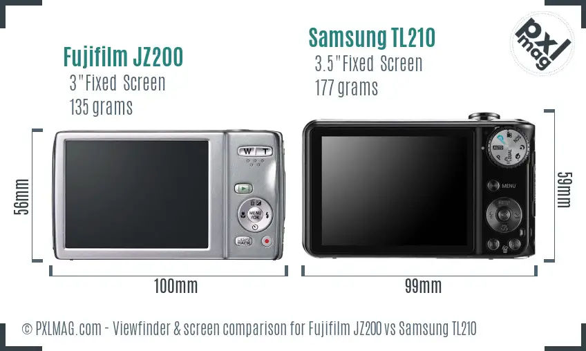 Fujifilm JZ200 vs Samsung TL210 Screen and Viewfinder comparison Fujifilm JZ200 vs Samsung TL210 Screen and Viewfinder comparison