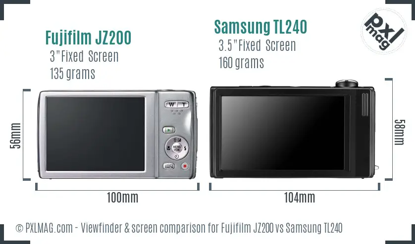 Fujifilm JZ200 vs Samsung TL240 Screen and Viewfinder comparison Fujifilm JZ200 vs Samsung TL240 Screen and Viewfinder comparison