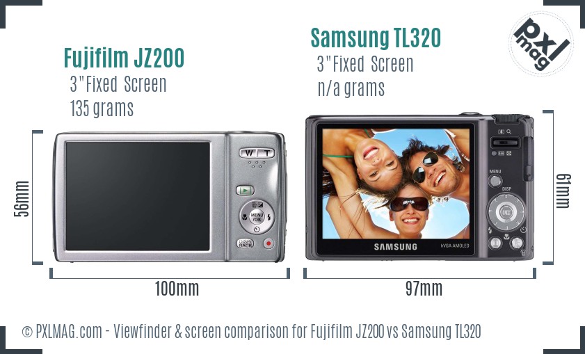 Fujifilm JZ200 vs Samsung TL320 Screen and Viewfinder comparison