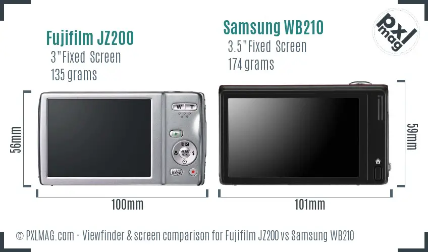 Fujifilm JZ200 vs Samsung WB210 Screen and Viewfinder comparison